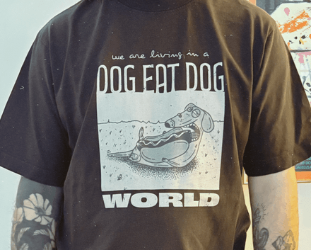 Dog Eat Dog World Heavyweight Oversize T-shirt + Stickers