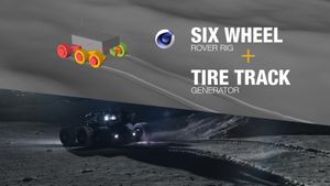 Six Wheel Rover Rig + Tyre Tracks Generator | C4D