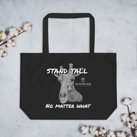 Stand Tall No Matter What Hand Drawn Giraffe Tote