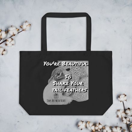 Shake Your Tail Feathers Hand Drawn Peacock Tote