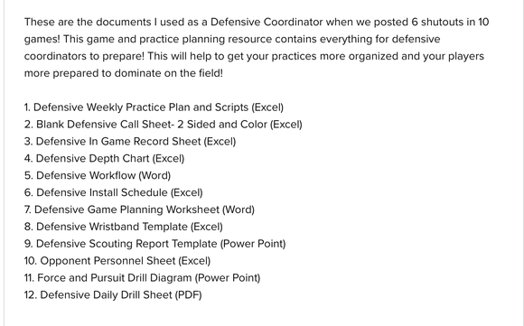 Offense, Defense, and Special Teams Game and Practice Planning Resources Bundle