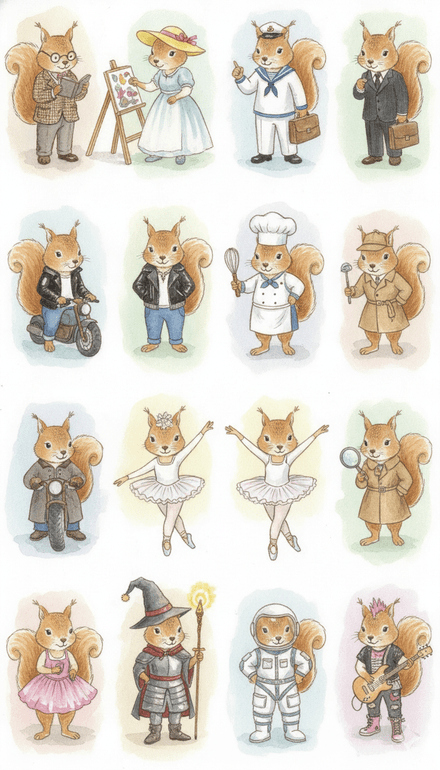  illustration of squirrels