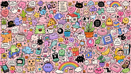 Playful pastel doodle chaos