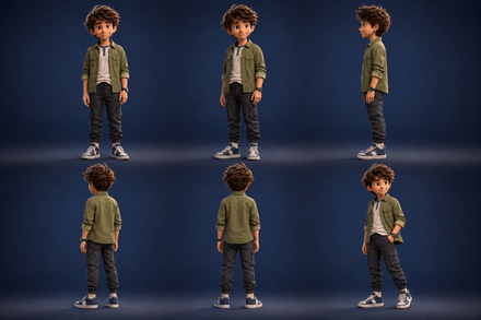 One character , 6 different angles 