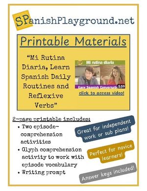 Spanish Video Activities Daily Routines and Reflexive Verbs