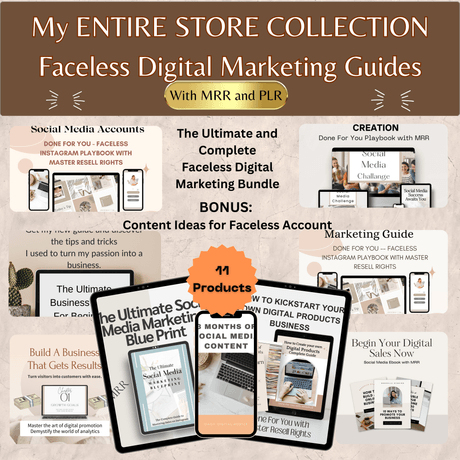 Faceless Digital Marketing Guides Bundle. 11 unique DFY guides and playbook with Master Resell Right