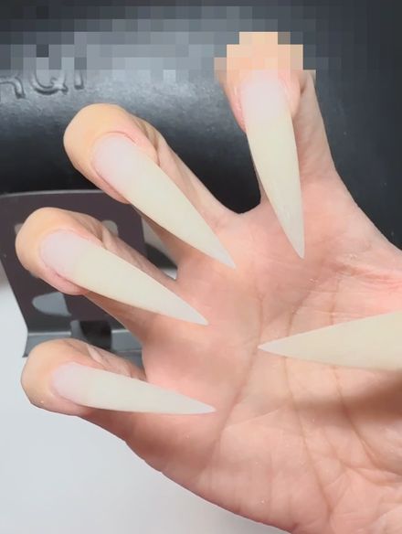 Showing the Process of my Long Natural Nails Being Done (100% Natural)