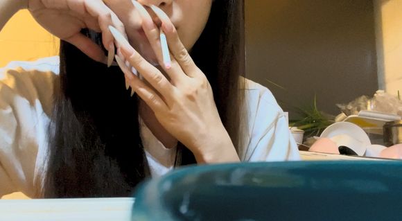 Sensual and Sexy Smoking With My Long Natural Nails