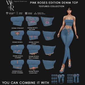 IMVU DENIM TOP TEXTURES - PINK ROSES EDITION