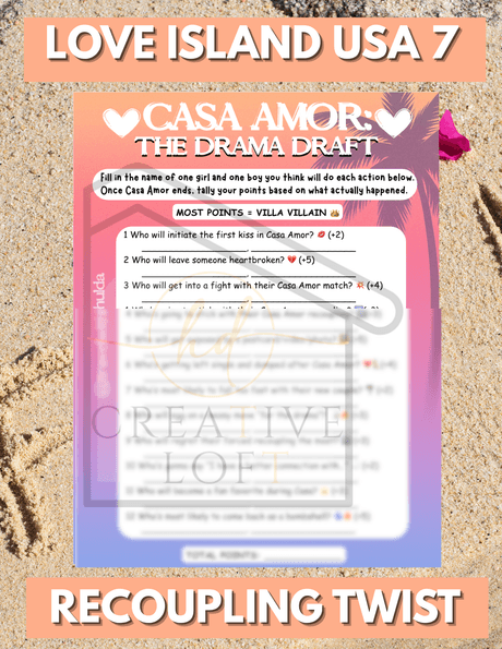 Love Island: Casa Amor (Updated after Twist) Drama Draft Printable – Season 7  Instant Download