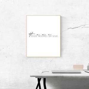 Home Is Where Memories Are Made -Black and White Printable Wall Art Quote