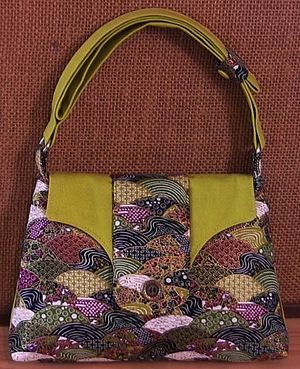 Petit Sac Vert Fluo et Motifs Japonais Fiche, gabarits et tuto-photos