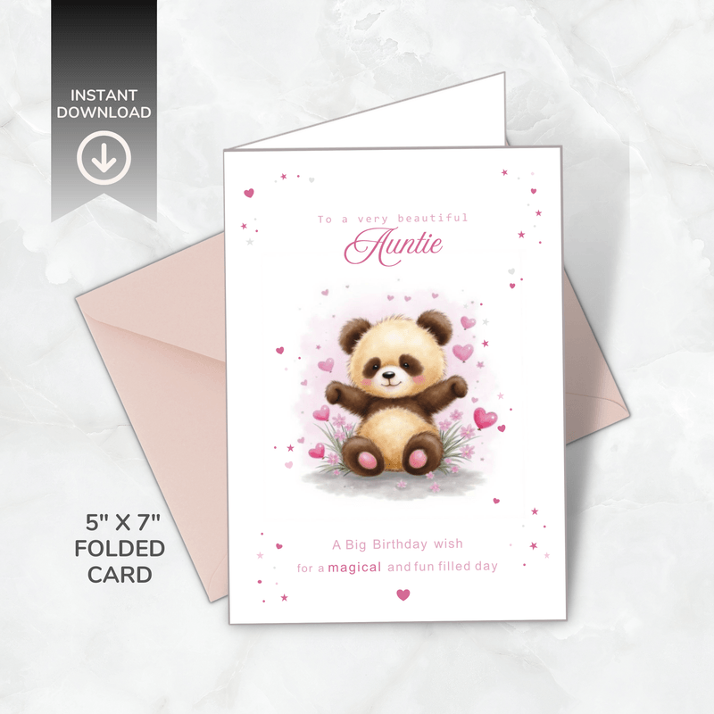 Printable Birthday Card for Female Relatives (Various) A5 &amp; 5x7 Folded PDF + PNG – Instant Download