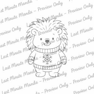 Christmas Cuties Digi Stamp Set – 7 Black &amp; White PNG Illustrations