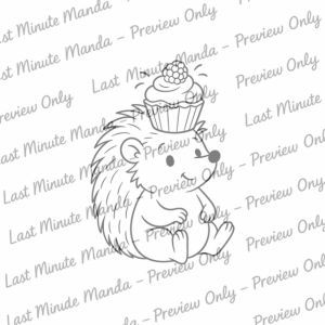 Milo the Hedgehog – Tea Party Time Digi Stamp Set | Cute Black and White PNGs for Personal Use