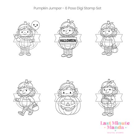 Lottie – Halloween Pumpkin – 6 Pose Digi Stamp Set