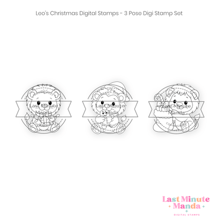 Leo’s Christmas – 3 Pose Digi Stamp Set