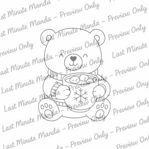 Cozy Christmas Companions Black and White Digi Stamp Set | PNG &amp; JPEG | Cuddles, Biscuit and Pip Chr