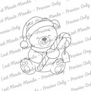 Christmas Cuties Digi Stamp Set – 7 Black &amp; White PNG Illustrations