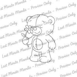 Patches the Bear – Garden Friends Digi Stamp Set | Black and White PNGs