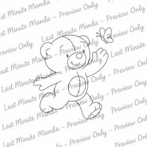 Patches the Bear – Garden Friends Digi Stamp Set | Black and White PNGs