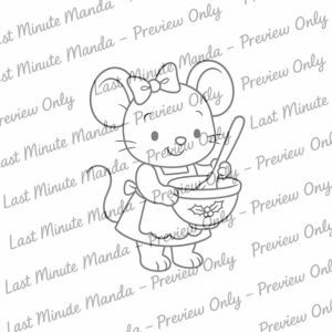 Christmas Cuties Digi Stamp Set – 7 Black &amp; White PNG Illustrations