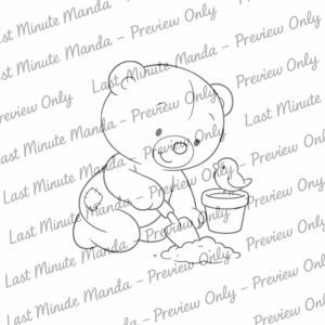 Patches the Bear – Garden Friends Digi Stamp Set | Black and White PNGs
