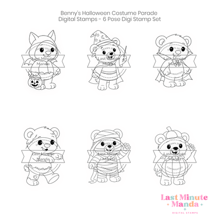 Benny – Halloween Costume Parade – 6 Pose Digi Stamp Set