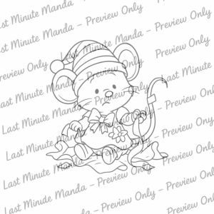 Maisie Mouse – Christmas Helper Digi Stamp Set | Black &amp; White PNG Christmas Clipart