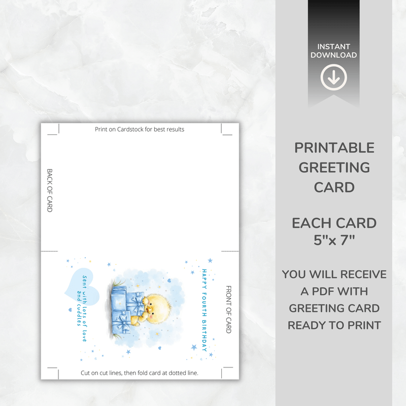 Printable 1st to 10th Birthday Cards – Pip the Duckling – A5 &amp; 5x7 Folded PDF + PNG
