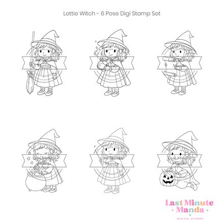 Lottie – Witch Costume – 6 Pose Digi Stamp Set