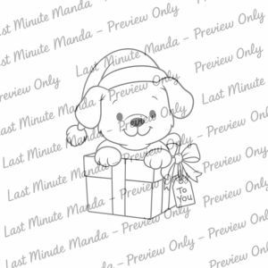 Christmas Cuties Digi Stamp Set – 7 Black &amp; White PNG Illustrations