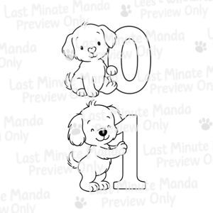 Cuddles the Puppy Numbers 0–9 | Cute Cartoon Puppy Clipart PNG Set for Birthday Crafts, Cards,