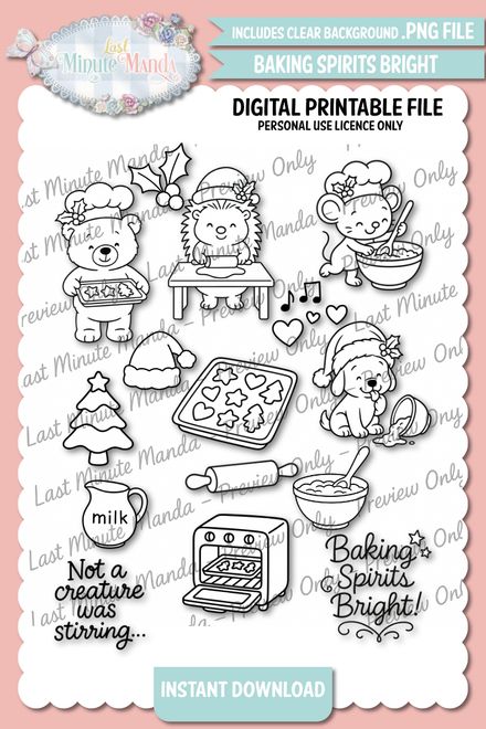 Baking Spirits Bright Digi Stamp Set – Christmas Baking Clipart