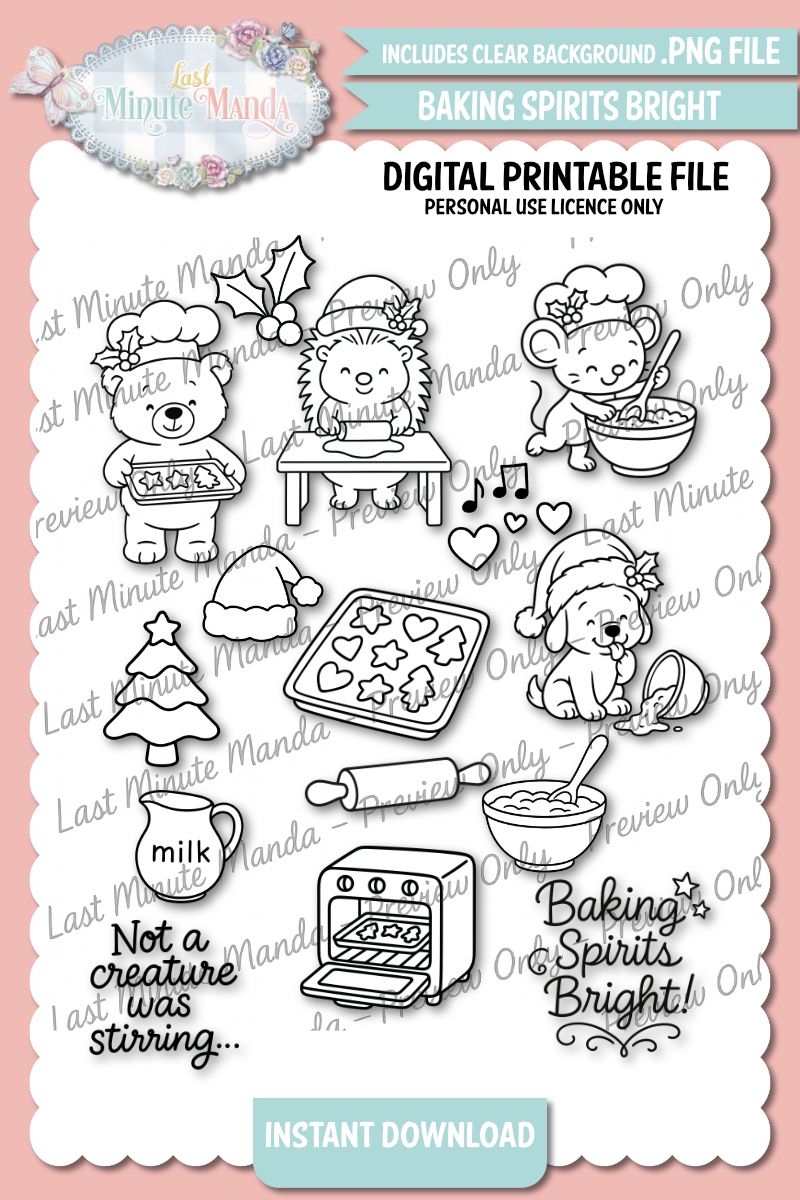Baking Spirits Bright Digi Stamp Set – Christmas Baking Clipart