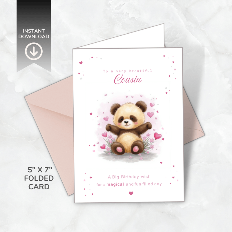 Printable Birthday Card for Female Relatives (Various) A5 &amp; 5x7 Folded PDF + PNG – Instant Download