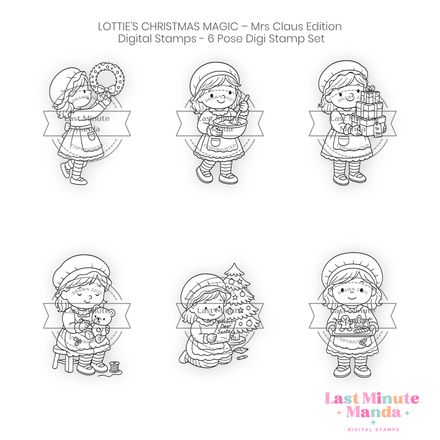 Lottie’s Christmas Magic – Mrs Claus Edition – 6 Pose Digi Stamp Set
