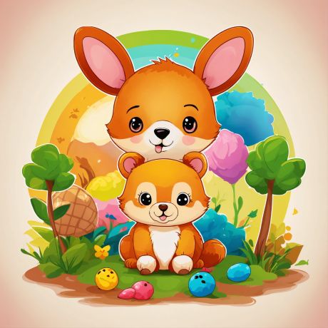 Playful kids animal tshirt design