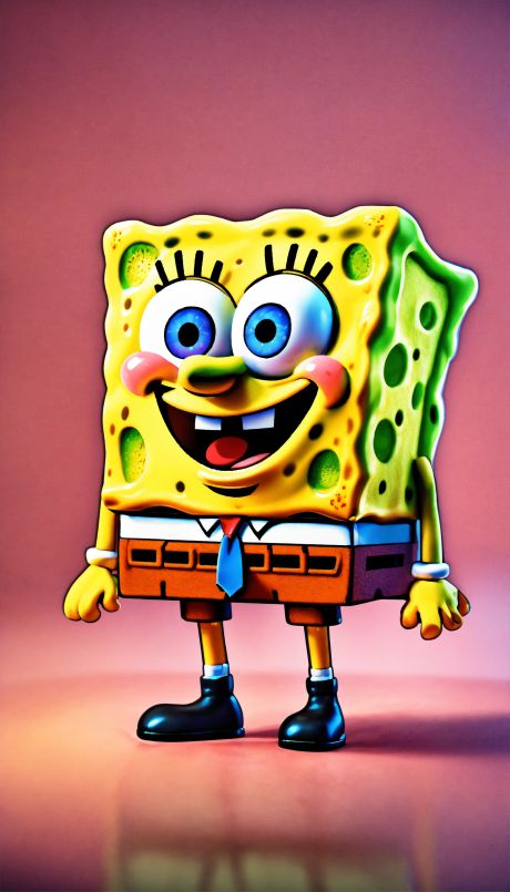 SpongeBob, full-body image with cute, realistic and vibrant colors.