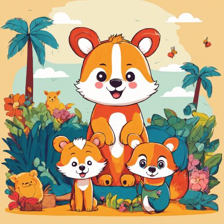 Playful kids animal tshirt design 