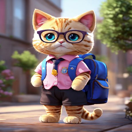 A super cute kitty wearing a sch