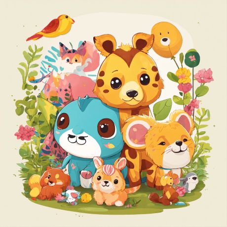 	Playful kids animal tshirt design