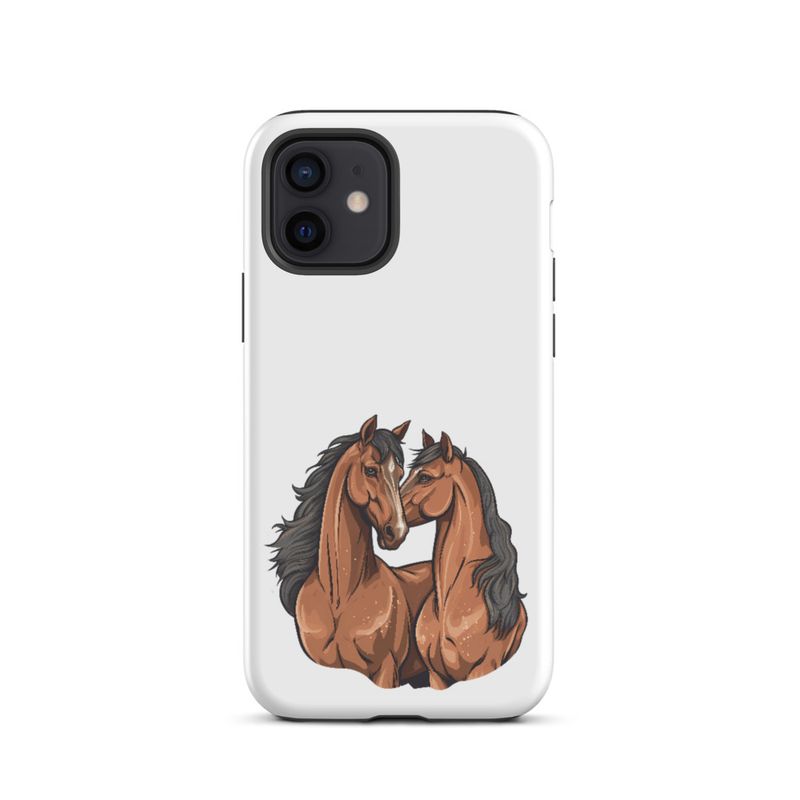 Tough Case for iPhone, Two brown horses snuggling, tdwcyd
