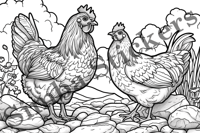 Colouring pages, Bundle of chicken in love, 10 images
