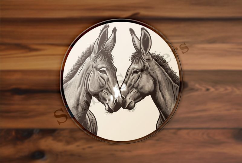 Donkeys in love, nose-to-nose