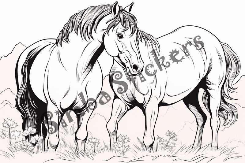 Colouring pages, bundle of horses, 25 images