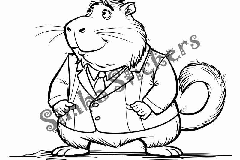 Colouring pages, bundle of capybaras wearing clothes, 10 images