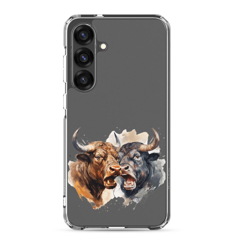 Clear Case for Samsung, Bulls facing up to each other, watercolour, dx5eff