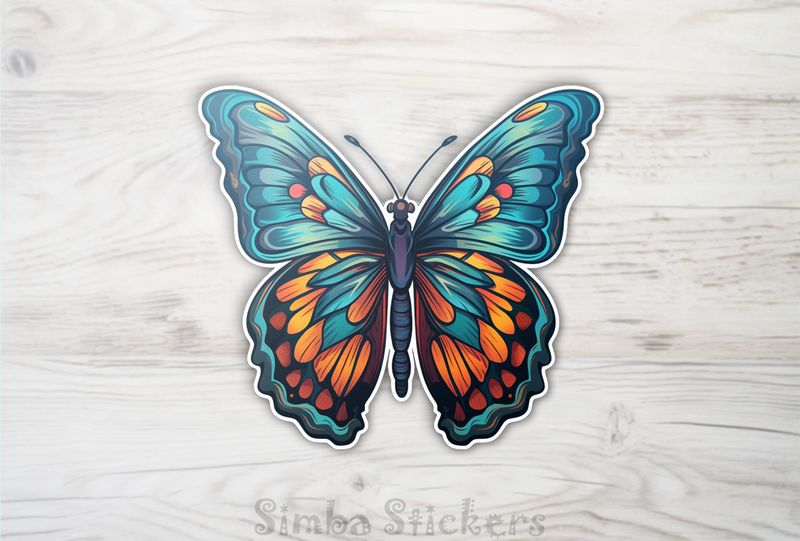 Colourful butterly orange and blue, swte2s