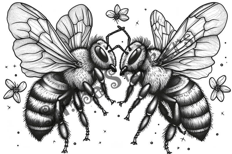 Colouring pages, bundle of bees, 50 images